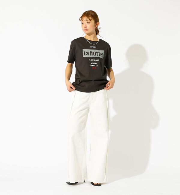 Rouge vif「【La Hutte / ラ ユット】ロゴTシャツ / プリントTシャツ / 半袖」|Tシャツ・カットソー|