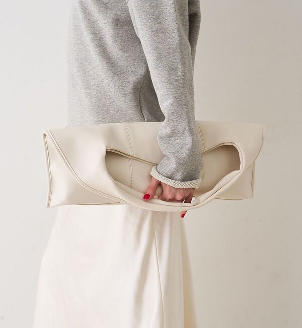 Rouge vif「【CHIMERE/シメール】レザーワイドワンハンドル【予約】」|ハンドバッグ|オフホワイト