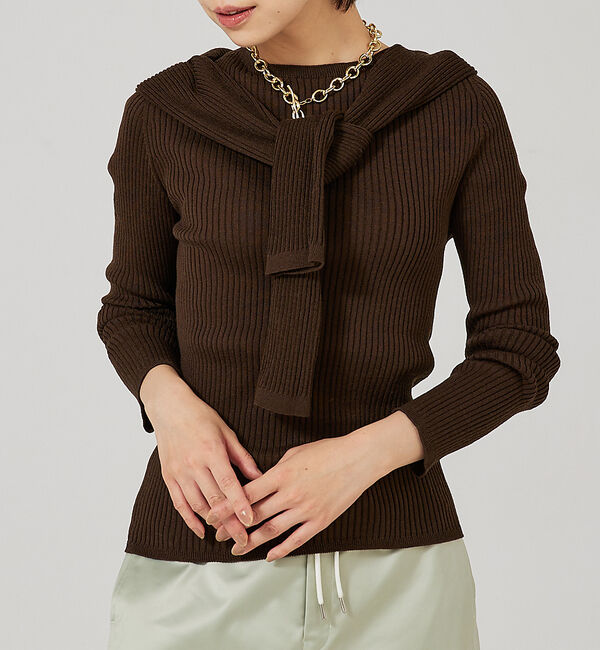 qualite「【日本製/2023AW】シームレスボートネックニット」|ニット・セーター|ブラウン