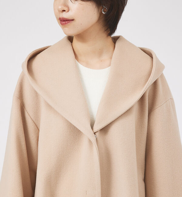 qualite「フーディーコート」|ノーカラーコート|