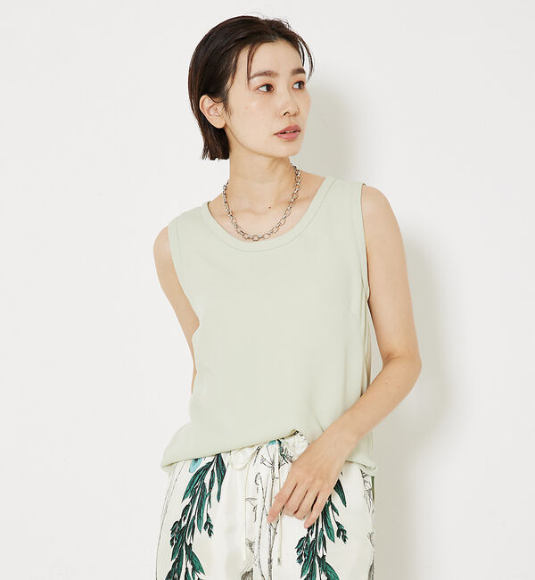qualite「トルコサテンノースリーブ」|キャミソール|ライム