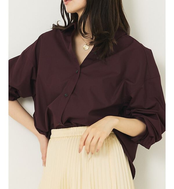abahouse mavie「メンズライクオーバーシャツ」|シャツ・ブラウス|ボルドー