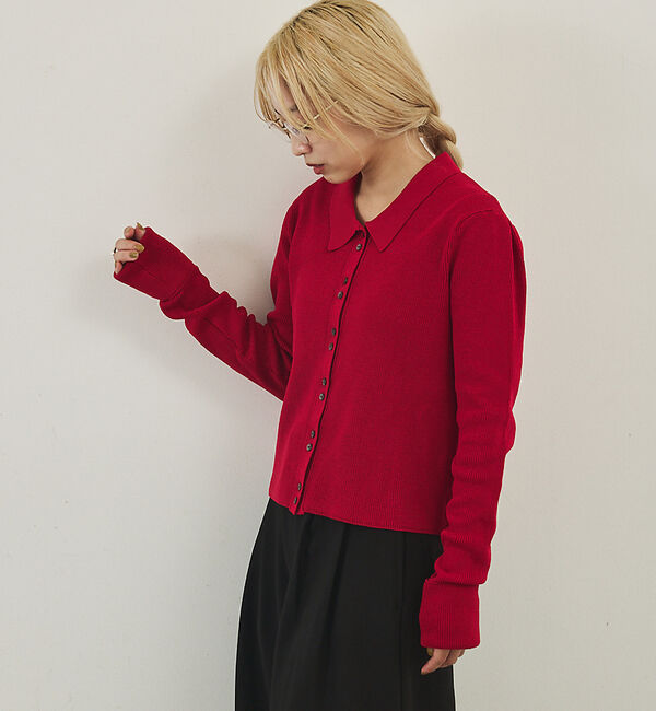 NOMINE「ショルダータック ポロニット カーディガン」|ニット・セーター|