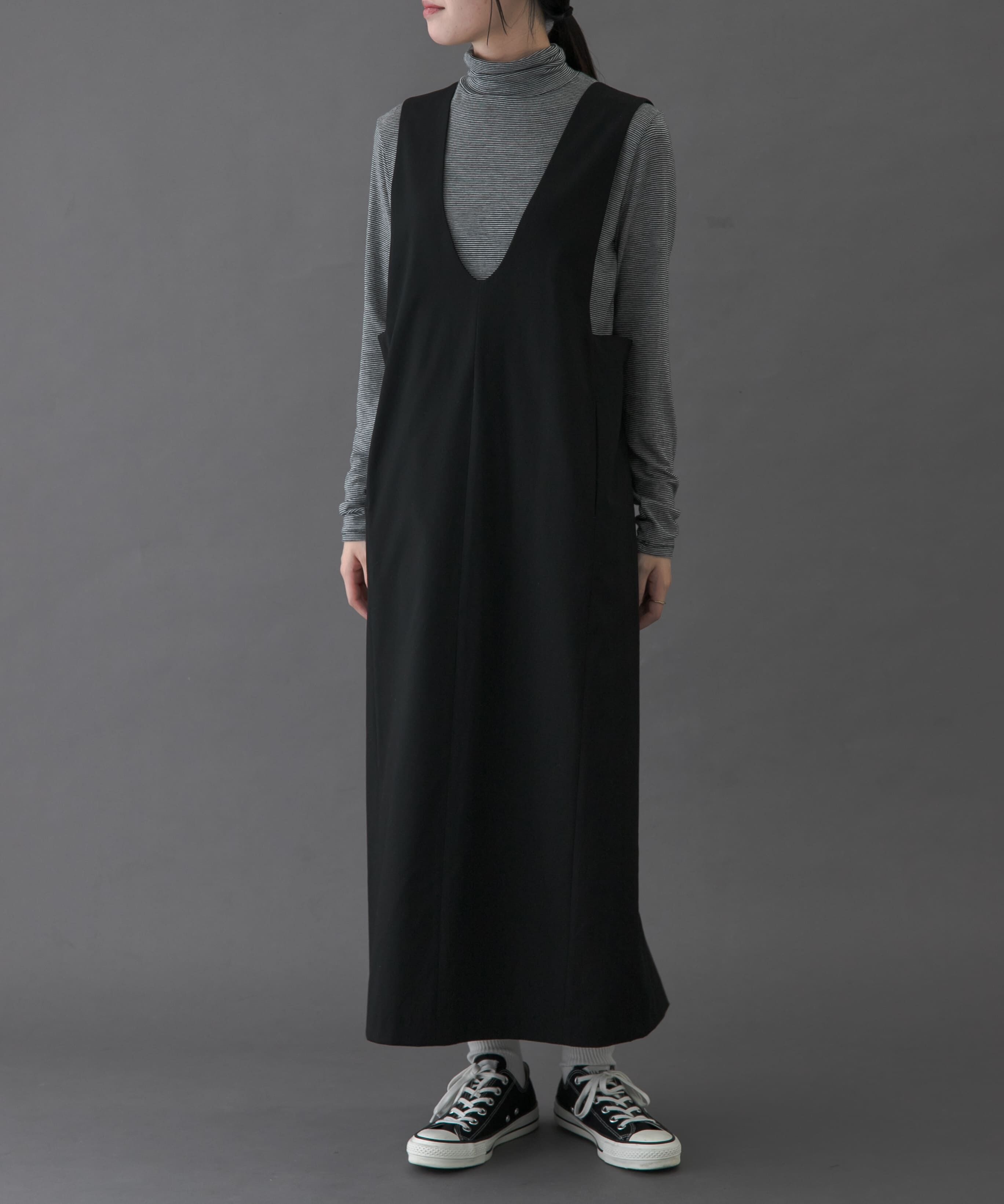 URBAN RESEARCH DOORS「FORK&SPOON　ウールライクジャンパースカート」|ワンピース|ブラック