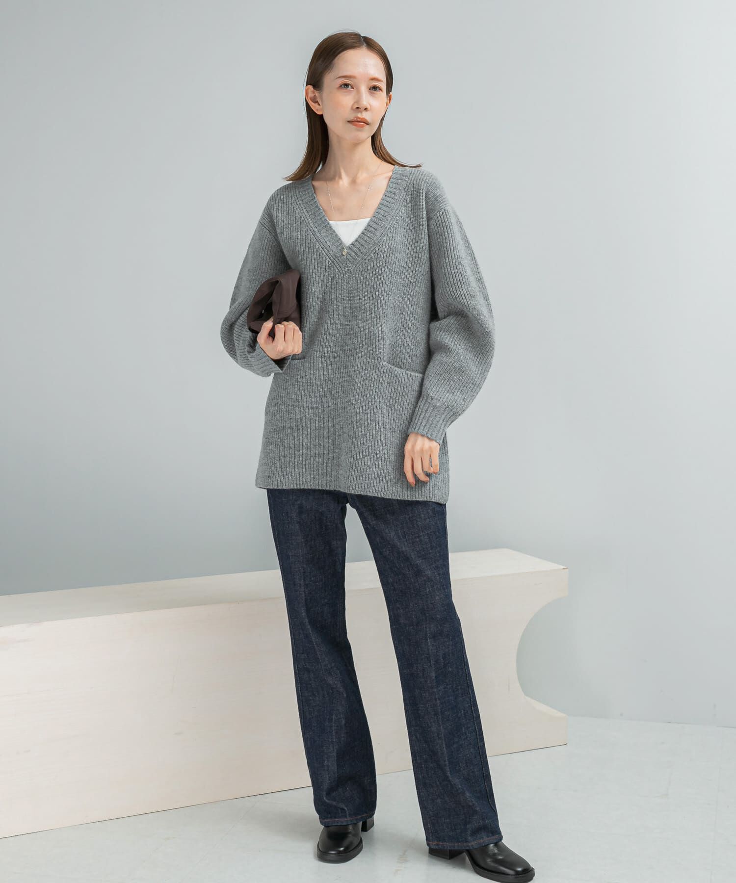 URBAN RESEARCH ROSSO「アルパカ混カーブスリーブVネックプルオーバー」|ニット・セーター|