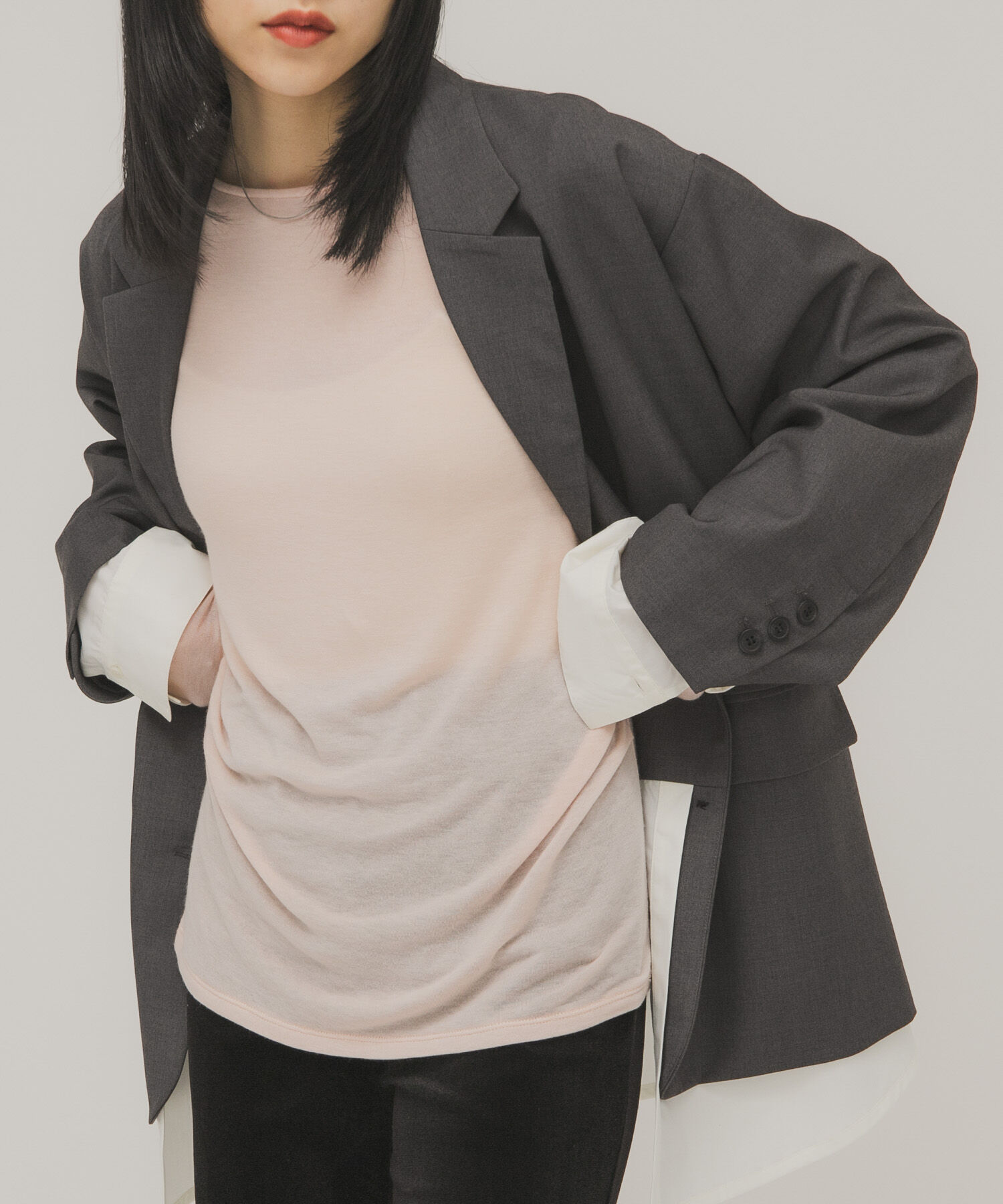  「タックドレープロンTEE」|Tシャツ・カットソー|ピンク