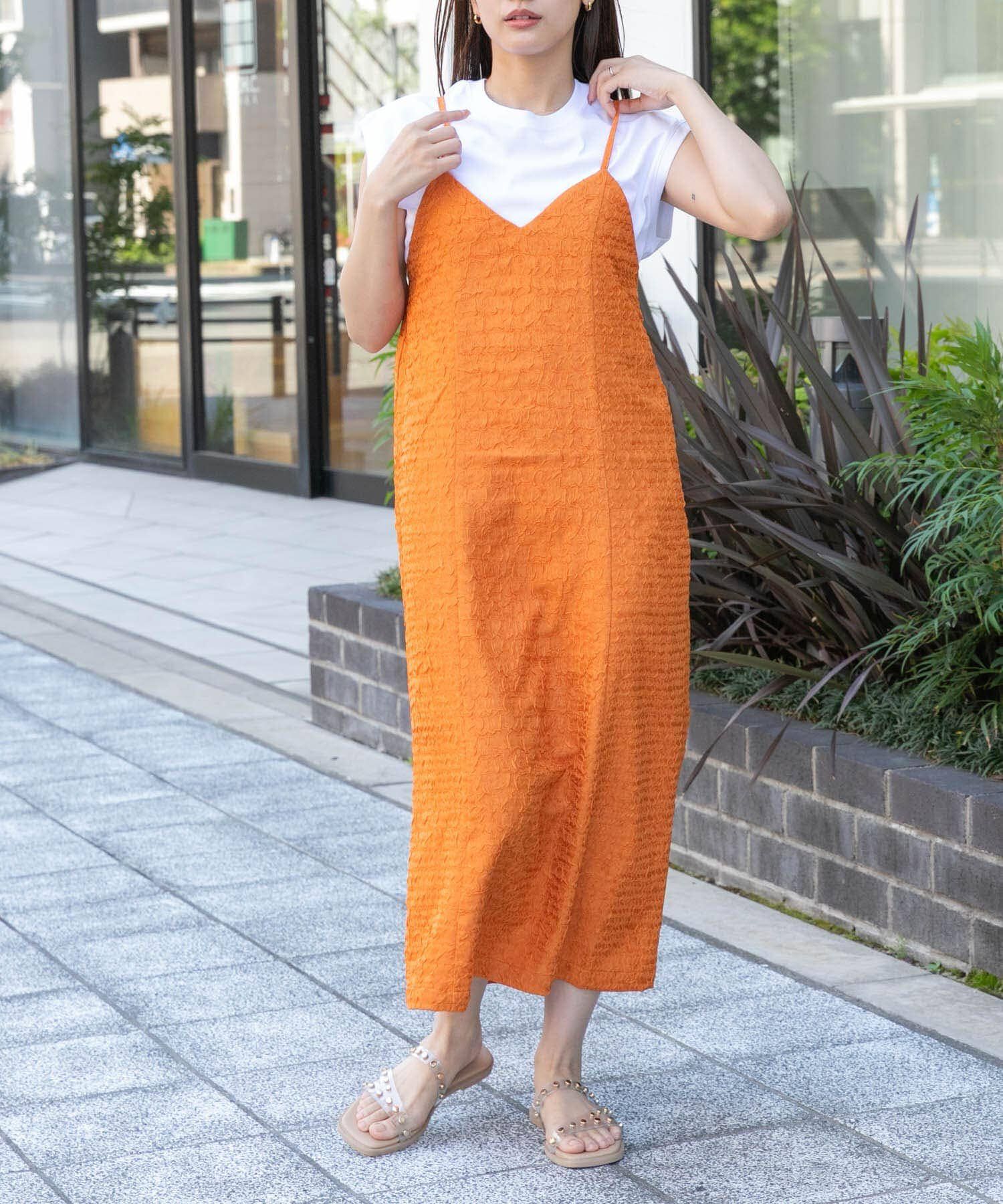 SENSE OF PLACE by URBAN RESEARCH「ジャガードバックオープンキャミワンピース」|ワンピース|オレンジ