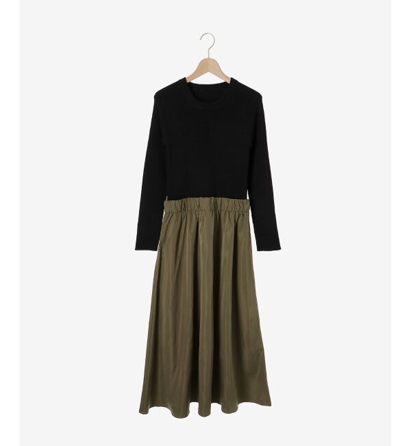 le.coeur blanc「リブニット&times;タフタドッキングワンピース」|ワンピース|