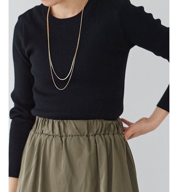 le.coeur blanc「リブニット&times;タフタドッキングワンピース」|ワンピース|