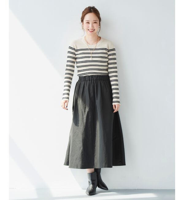 le.coeur blanc「リブニット&times;タフタドッキングワンピース」|ワンピース|