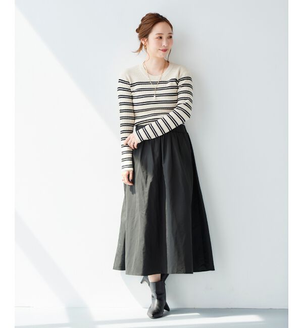 le.coeur blanc「リブニット&times;タフタドッキングワンピース」|ワンピース|