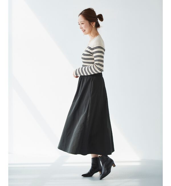 le.coeur blanc「リブニット&times;タフタドッキングワンピース」|ワンピース|