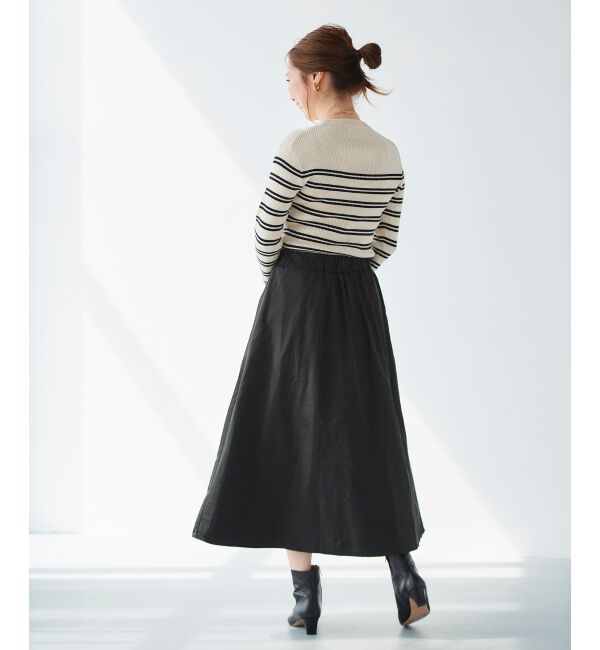 le.coeur blanc「リブニット&times;タフタドッキングワンピース」|ワンピース|