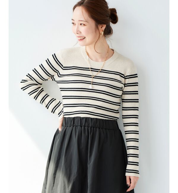 le.coeur blanc「リブニット&times;タフタドッキングワンピース」|ワンピース|