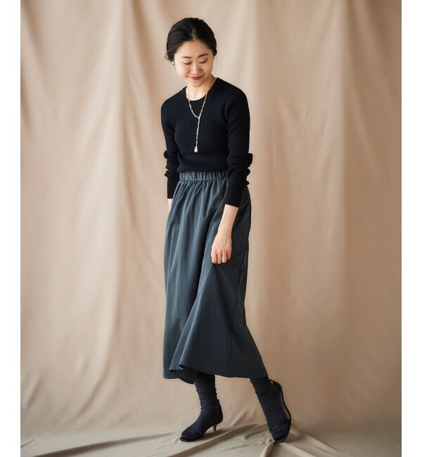 le.coeur blanc「リブニット&times;タフタドッキングワンピース」|ワンピース|