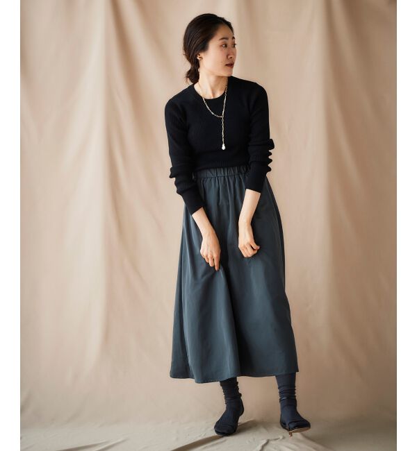 le.coeur blanc「リブニット&times;タフタドッキングワンピース」|ワンピース|