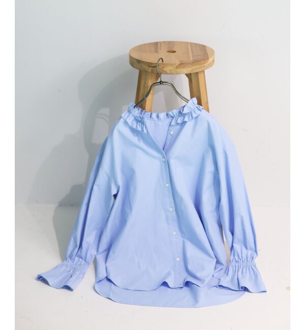  「フリルカラーブラウス」|シャツ・ブラウス|ブルー