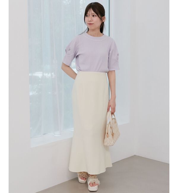  「ネックパールリブトップス」|Tシャツ・カットソー|