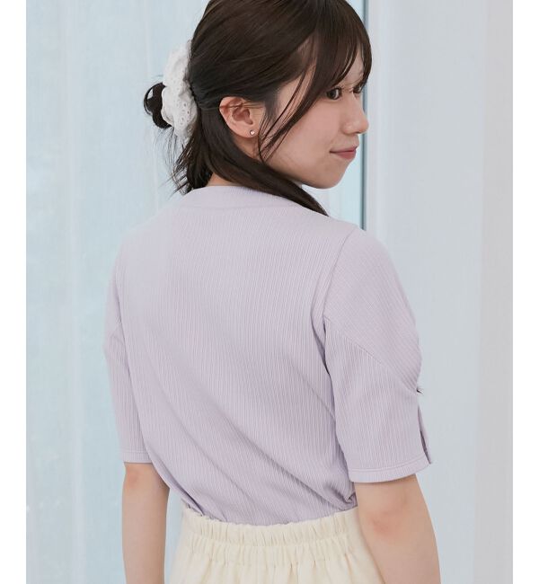  「ネックパールリブトップス」|Tシャツ・カットソー|