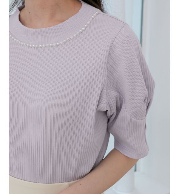  「ネックパールリブトップス」|Tシャツ・カットソー|