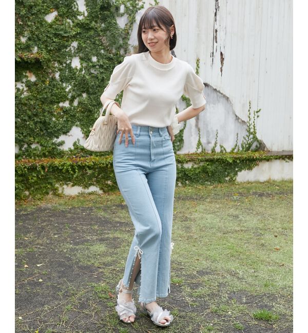  「ネックパールリブトップス」|Tシャツ・カットソー|