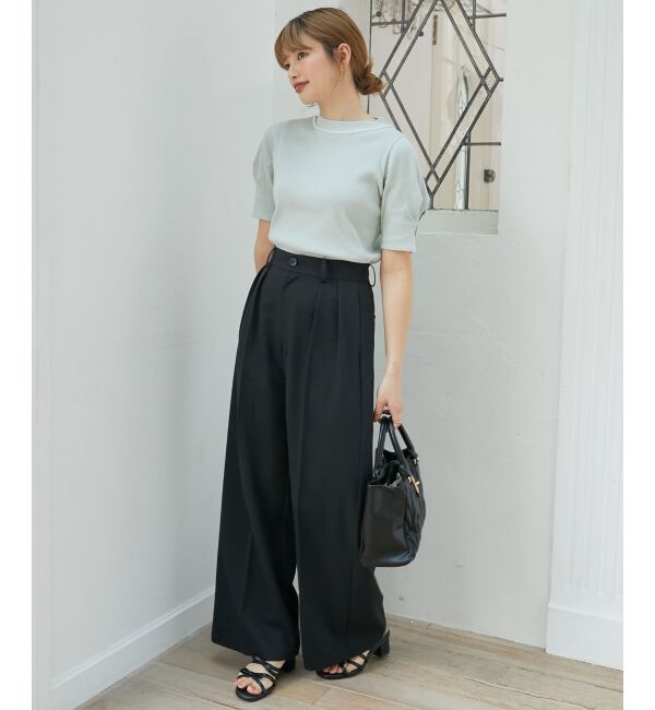  「ネックパールリブトップス」|Tシャツ・カットソー|