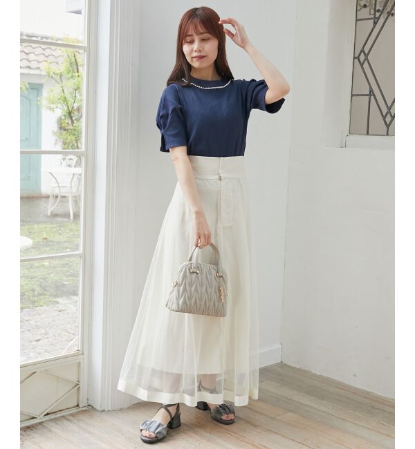  「ネックパールリブトップス」|Tシャツ・カットソー|