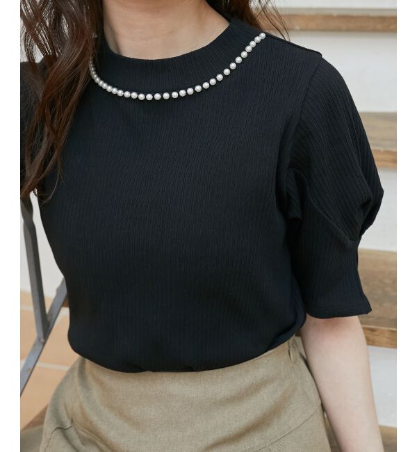  「ネックパールリブトップス」|Tシャツ・カットソー|
