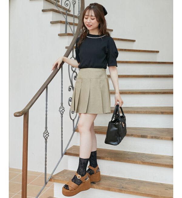  「ネックパールリブトップス」|Tシャツ・カットソー|