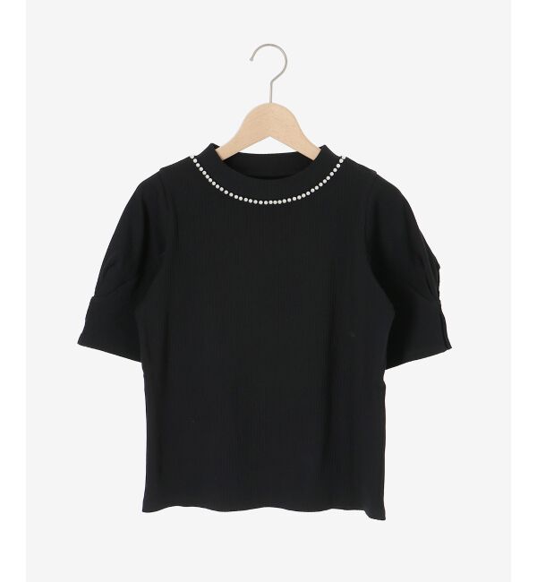  「ネックパールリブトップス」|Tシャツ・カットソー|