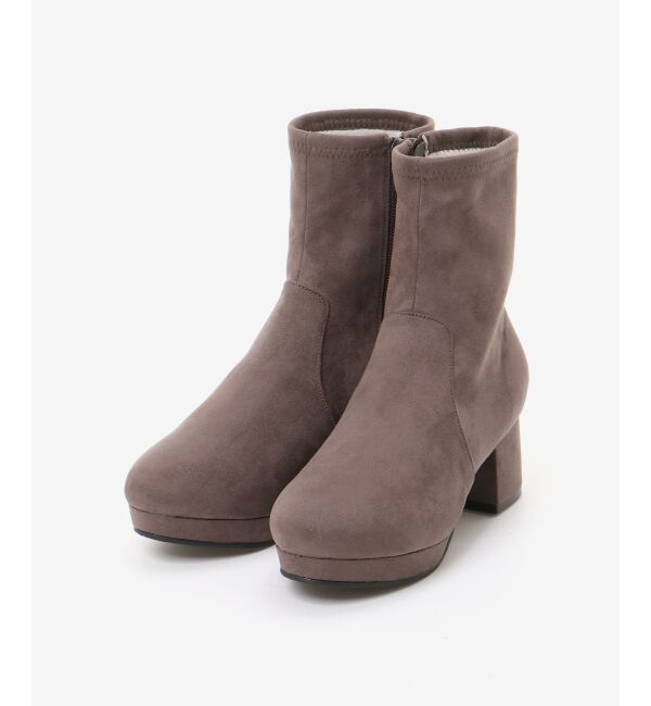  「フカフカヒールストレッチブーツ」|ショートブーツ|