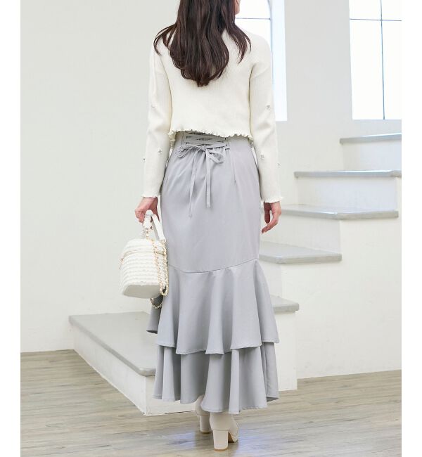  「キラキラレースアップマーメイドスカート」|スカート|