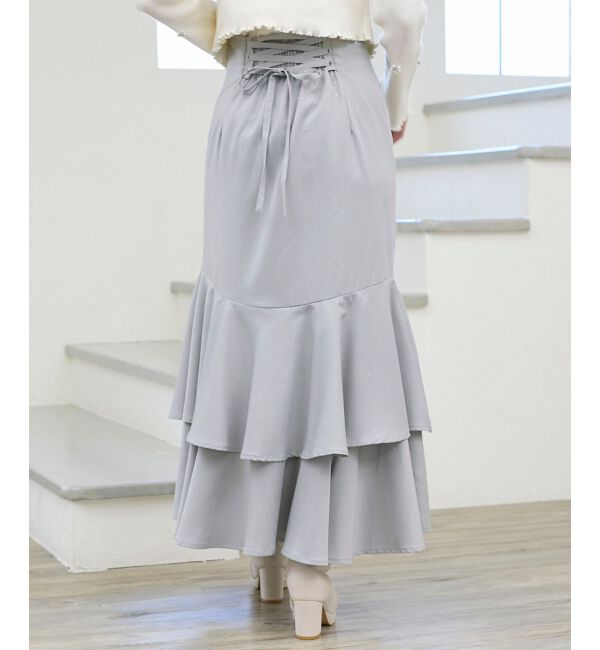  「キラキラレースアップマーメイドスカート」|スカート|