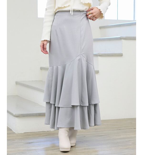  「キラキラレースアップマーメイドスカート」|スカート|グレー