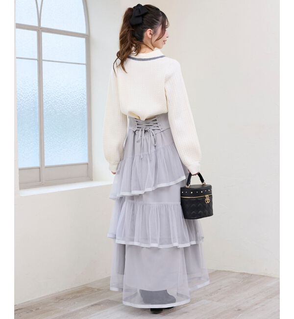  「バックレースアップチュールスカート」|スカート|