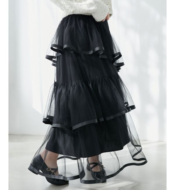  「バックレースアップチュールスカート」|スカート|