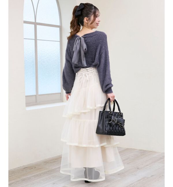  「バックレースアップチュールスカート」|スカート|