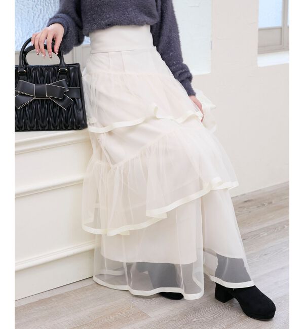  「バックレースアップチュールスカート」|スカート|