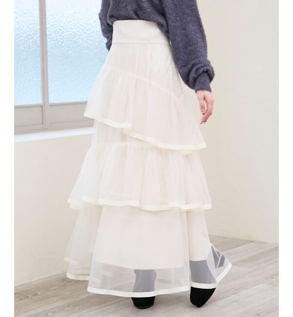  「バックレースアップチュールスカート」|スカート|