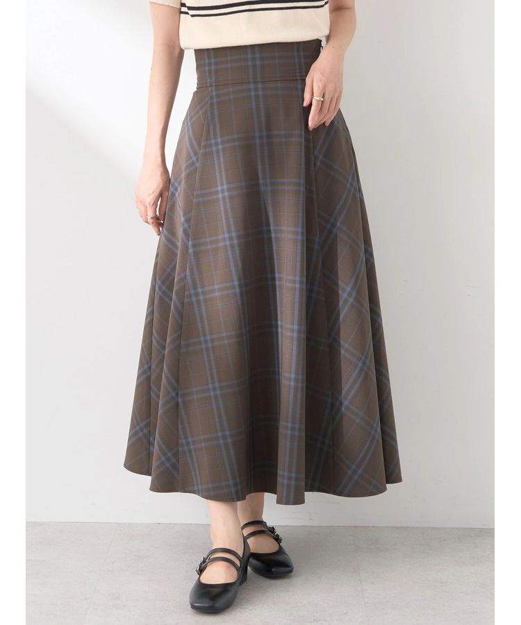 earth music&ecology「バックレースアップチェックスカート」|フレア|