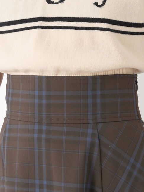 earth music&ecology「バックレースアップチェックスカート」|フレア|