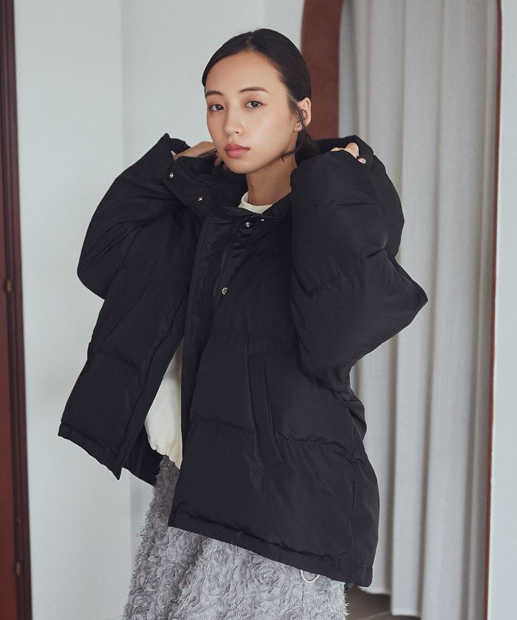 earth music&ecology「フーディーパファーブルゾン」|ブルゾン・スタジャン|Black