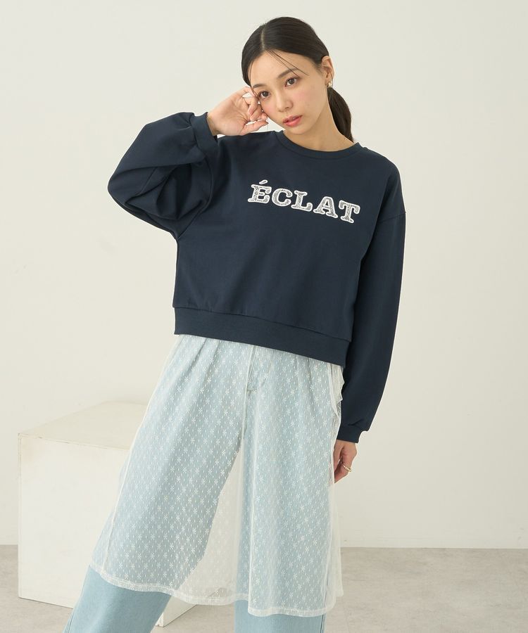 earth music&ecology「SET2点レースロゴプルオーバー+チュールワンピ」|スウェット・ジャージ|