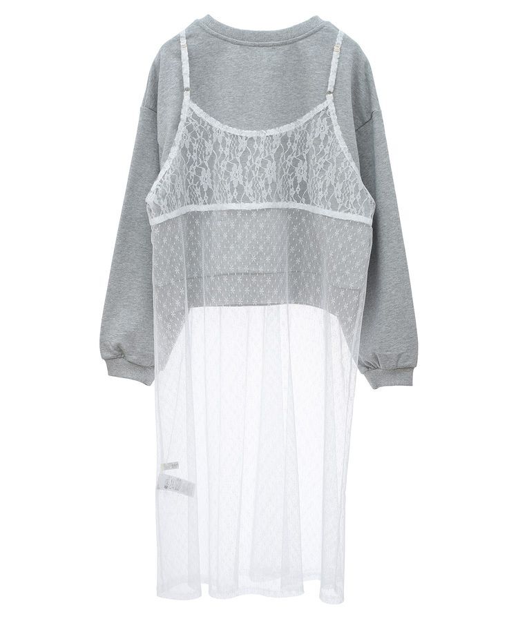 earth music&ecology「SET2点レースロゴプルオーバー+チュールワンピ」|スウェット・ジャージ|