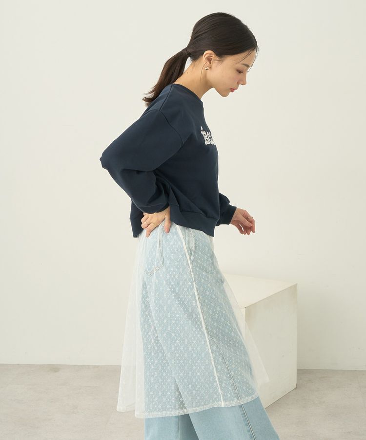 earth music&ecology「SET2点レースロゴプルオーバー+チュールワンピ」|スウェット・ジャージ|