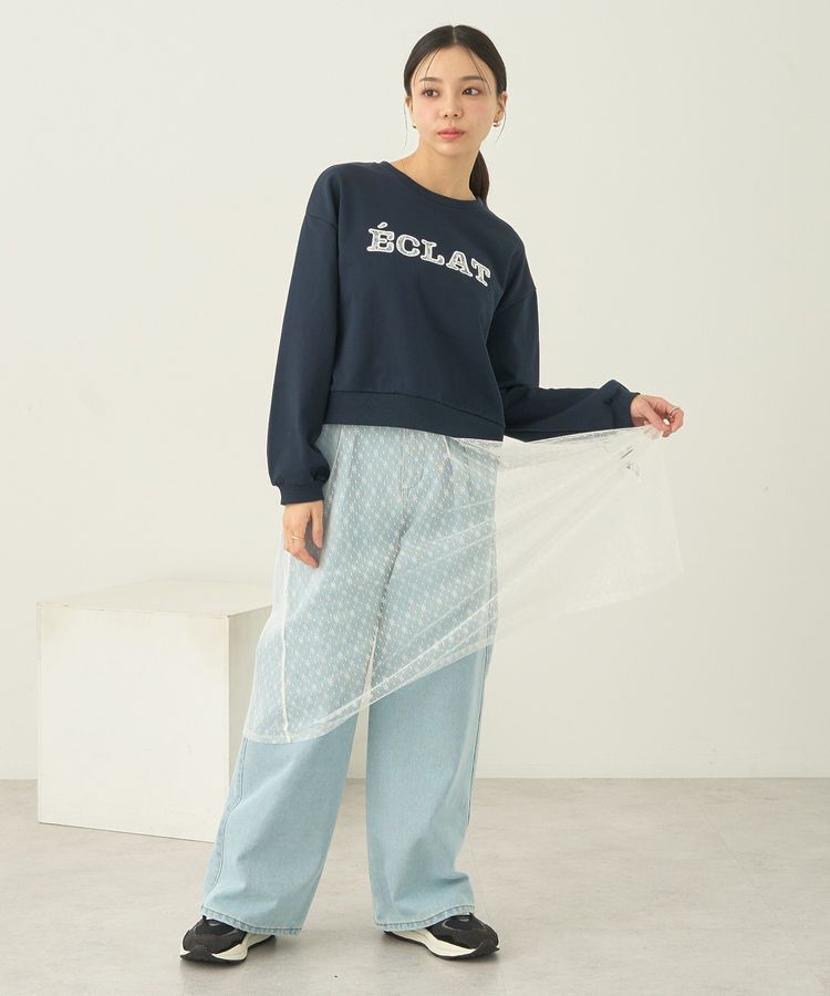 earth music&ecology「SET2点レースロゴプルオーバー+チュールワンピ」|スウェット・ジャージ|