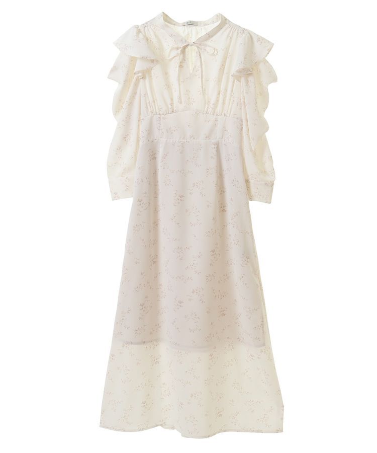 earth music&ecology「ラッフルショルダーフラワーワンピース」|ワンピース|