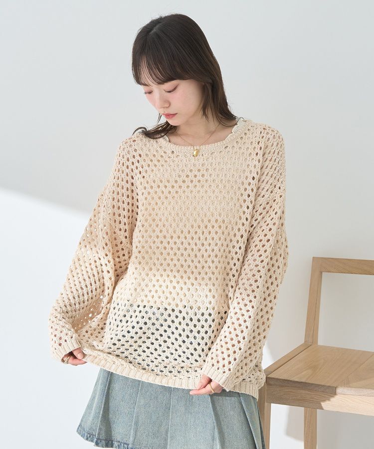 earth music&ecology「カラーメッシュプルオーバー」|チュニック|