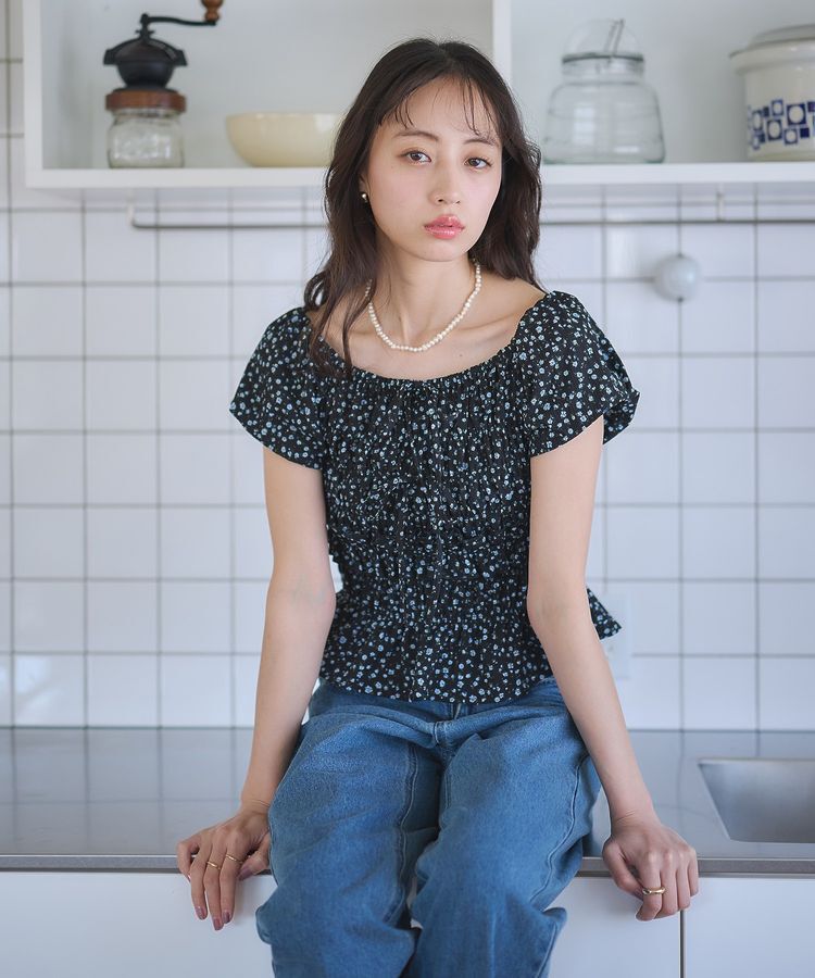 earth music&ecology「フレンチバルーンフリルブラウス」|シャツ・ブラウス|