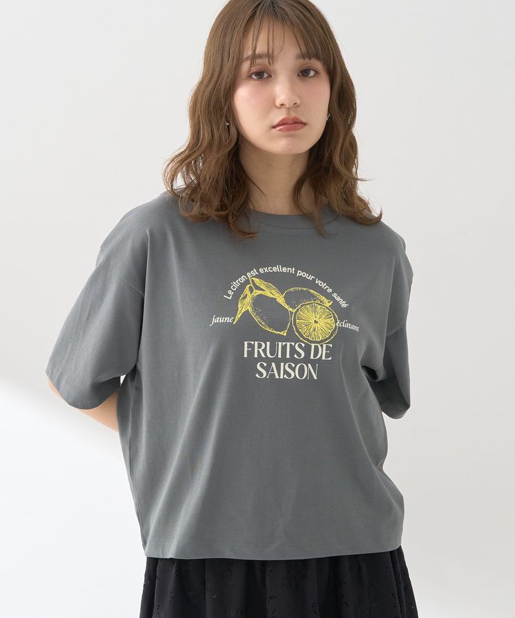 earth music&ecology「FRUITS DE SAISONショートT」|Tシャツ・カットソー|Charcoal Gray